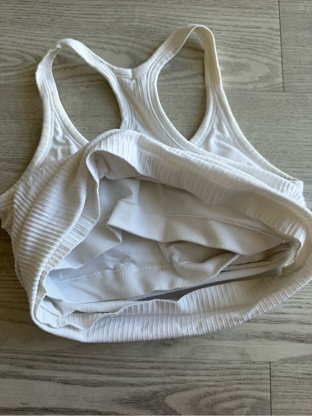 White Ribbed Racerback Tank Top - Brand - Picture 3 of 4
